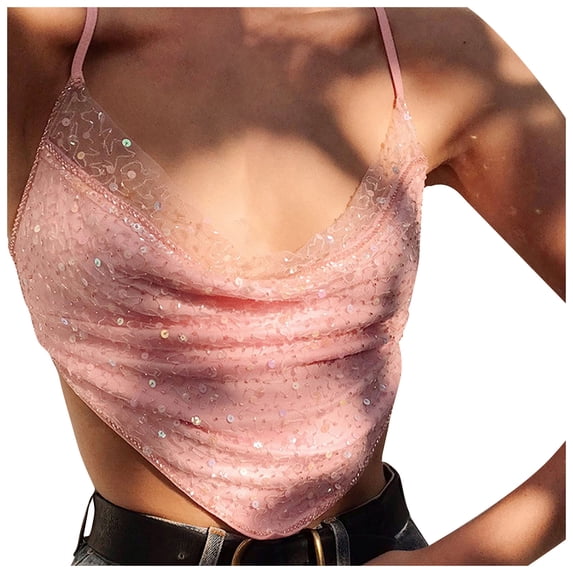 Babysbule Clearance Womens Summer Top Fashion Women's Sexy Camisole V-Neck Sleeveless Solid Sequins Vest Tank Tops