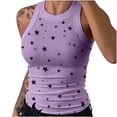 thumbnail image 1 of Babysbule Womens Summer Top Women's Fashion O-Neck Sleeveless Star Print Vest Workout Tank Tops, 1 of 5