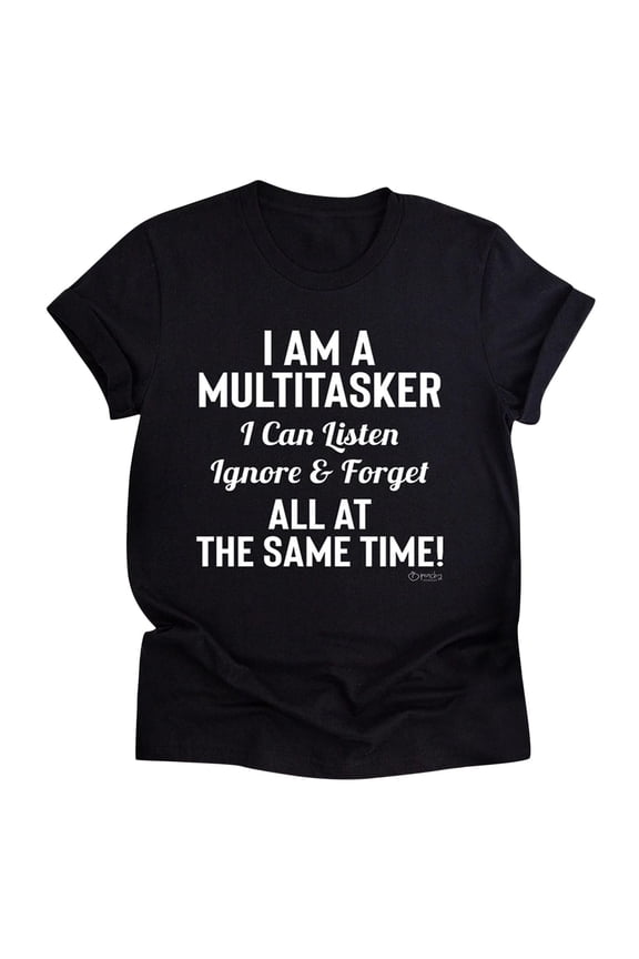 Womens Summer Top Women I Am A Multitasker Letter O Neck Shirt Pullover Short Sleeve Tops Tee