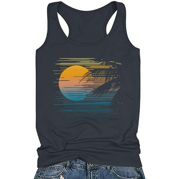 Babysbule Womens Summer Top Women's Drinking Tank Tops Adult Summer Beach Funny Graphic Racerback Tanks Vest Sayings Blouse