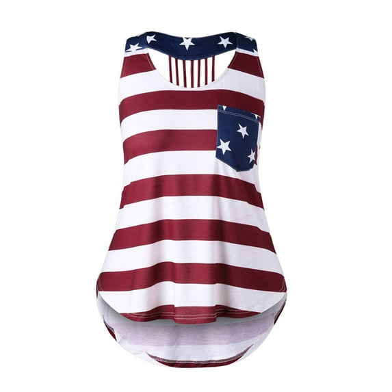 Babysbule Clearance Womens Tops, Women Casual American Flag Vest Sleeveless Shirt Tank Blouse Pocket Tops