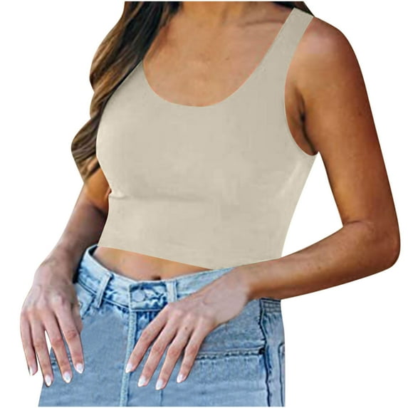 Babysbule Womens Tops, Women's Sleeveless Solid Crop Basic Tank Yoga Sport Tops Gift For Women