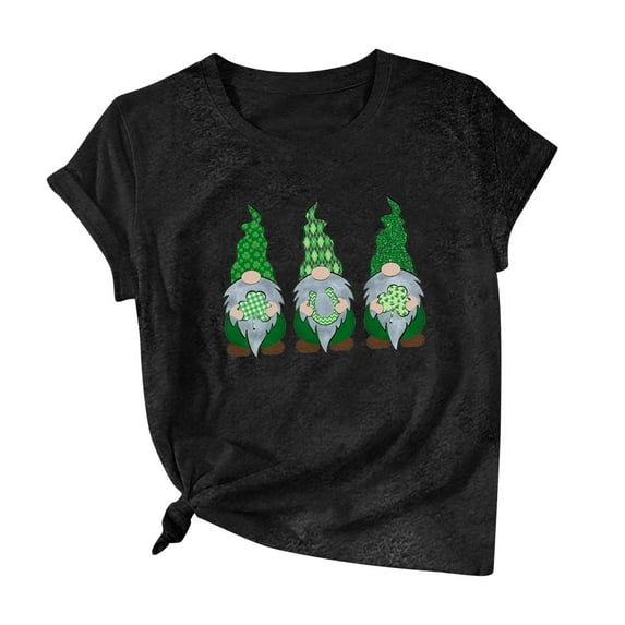 Babysbule Shirts for Women Casual St. Patrick's Day Graphic Printed Cotton Tops Ladies O-Neck Short Sleeve Blouse