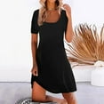 thumbnail image 1 of Babysbule Dresses For Women Casual Loose Ladies Dress Summer O-Neck Short Sleeve Sundress Swing Flowy Mini Solid Skirt, 1 of 5