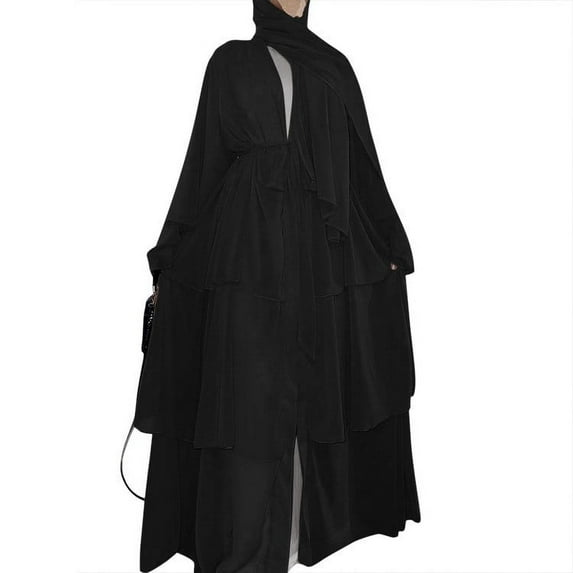 Babysbule Dresses For Women Ladies Loose Solid Color Plus Size Long Sleeve Cardigan V-neck Dress