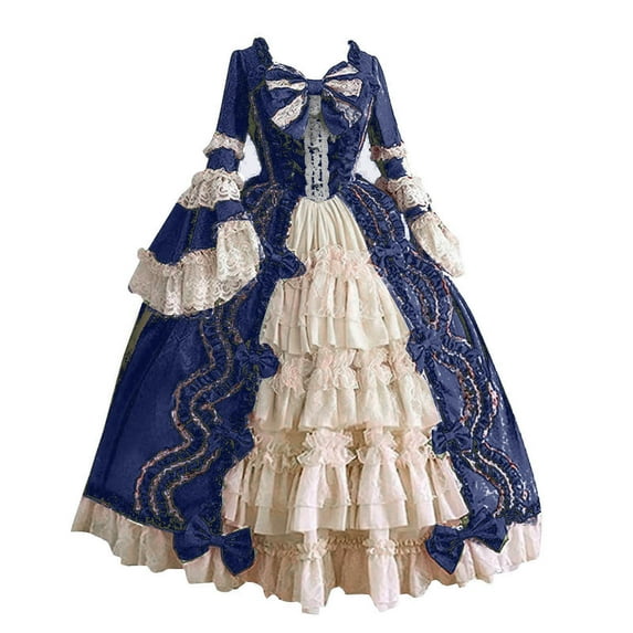 Babysbule Dresses for Women Fashion Women Vintage Gothic Court Gown Cake Skirt Lace Clashing Patchwork Bow Dress