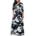 thumbnail image 1 of Babysbule Dresses for Women Women's Summer Fashion V-neck Print Big Swing Dress Long Skirt, 1 of 5