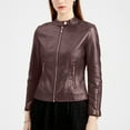 thumbnail image 1 of Babysbule Fall Jackets for Women Women Fashion Zipper Leather Tops With Pocket Short Coat Jacket Women's Tops Blouse, 1 of 8