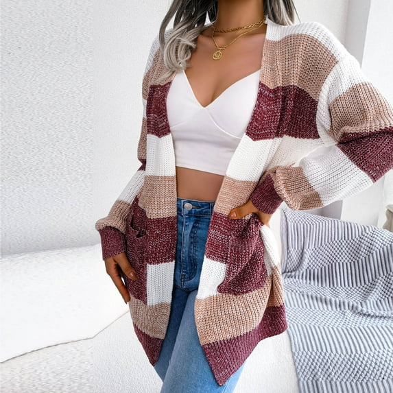 Babysbule Fall Jackets for Women Women's Fashion Winter Sleeve Cardigan Sweater Coat Tops Women's Tops Blouse