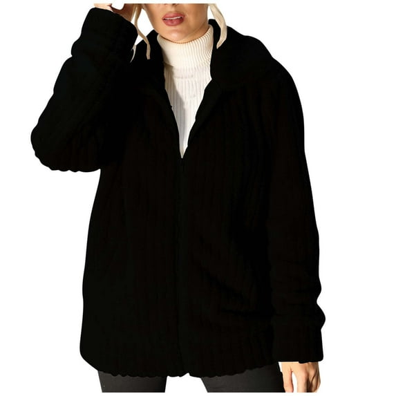 Babysbule Fall Jackets for Women OutfitWomen's Fashion Top Cardigan Outwear Plush Solid Color Suit Coat Long Sleeve Coat Women's Tops Blouse