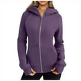 thumbnail image 1 of Babysbule Fall Jackets for Women OutfitFashion Women Zipper Neck Tops Long Sleeve Solid Hooded Blouse Pockets Sweatshirt Women's Tops Blouse, 1 of 7