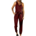 thumbnail image 1 of Babysbule Fashion Women's Sports Overall Pants Casual Solid Color Sleeveless Suspenders V Neck Lacing Trousers, 1 of 7