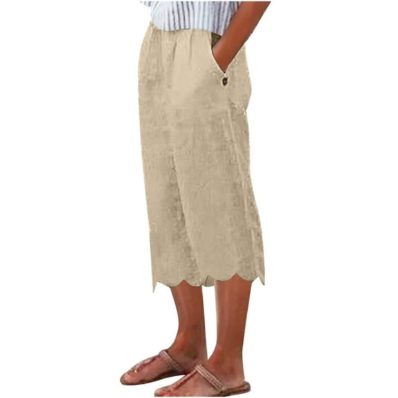 Babysbule Fashion Womens Casual Solid Capris Elastic Loose Pants Straight Wide Leg Trousers Pants