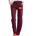 thumbnail image 1 of Babysbule Fashion Womens Straight Pants Casual Solid Color Pumpkin Print Loose Straight Wide Leg Trousers Pants, 1 of 6