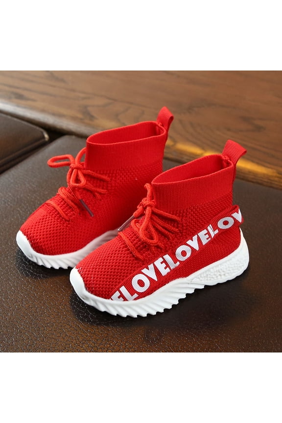 Girls Shoes Children Kids Baby Girls Boys Letter Stretch Run Sneakers Sport Shoes Boots