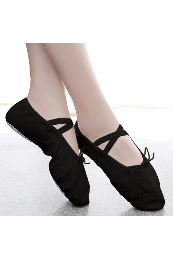 Girls Shoes Girls Ballet Elastic Band Dance Shoes Canvas Gymnastics Flats Split Sole Shoes