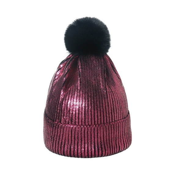 Babysbule Hats for Women Winter Winter Knitted Hats Fashion Twists Striped Curled Edgeless Cold Hat Outdoor Warmth Thick Hairball Bronzing Woolen Hats