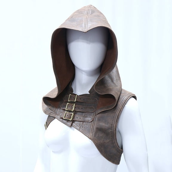 Babysbule Hats for Women Winter Medieval Retro Buckle Shoulder Guards Leather Stage Performance Suit Shoulder Guards Hat