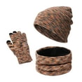 thumbnail image 1 of Babysbule Hats for Women Winter Men And Women Fashion Solid Color Outdoor Warm Frenulum Knitted Hat Scarf Glove Set, 1 of 4