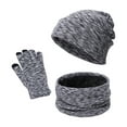 thumbnail image 1 of Babysbule Hats for Women Winter Men And Women Fashion Solid Color Outdoor Warm Frenulum Knitted Hat Scarf Glove Set, 1 of 4
