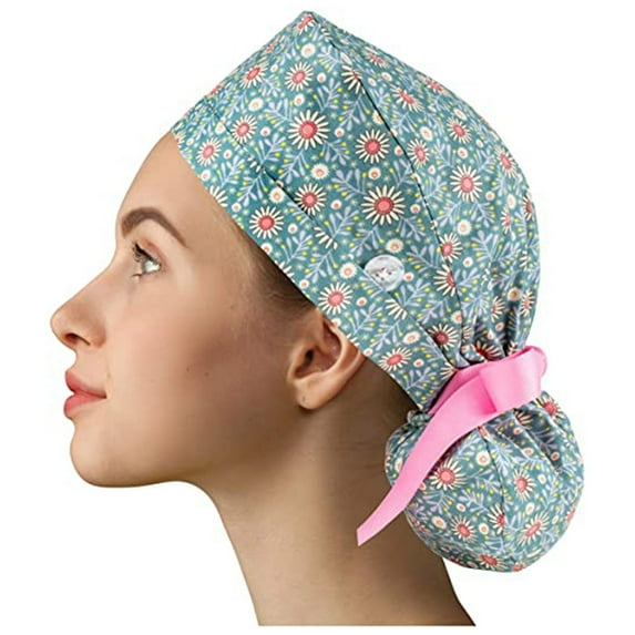 Babysbule Hats for Women Winter Scrub Cap With Buttons Bouffant Hat With Sweatband For Womens And Mens