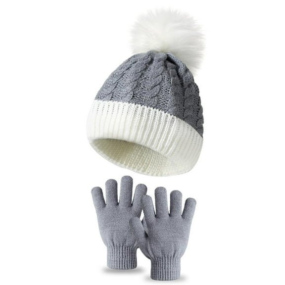 Babysbule Hats for Women Winter Winter Casual Kids Children Knitted Hat And Knitted Gloves Thermal Sets