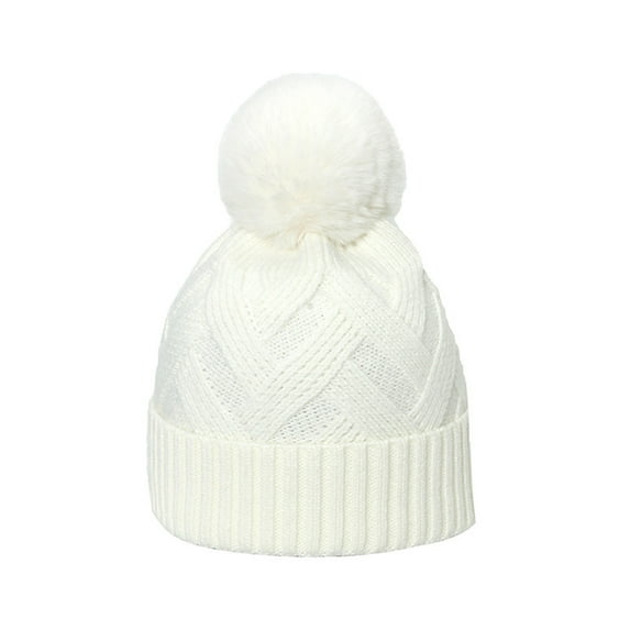 Babysbule Hats for Women Winter Winter Knitted Hats Fashion Twists Striped Curled Edgeless Cold Hat Outdoor Warmth Thick Hairball Woolen Hats