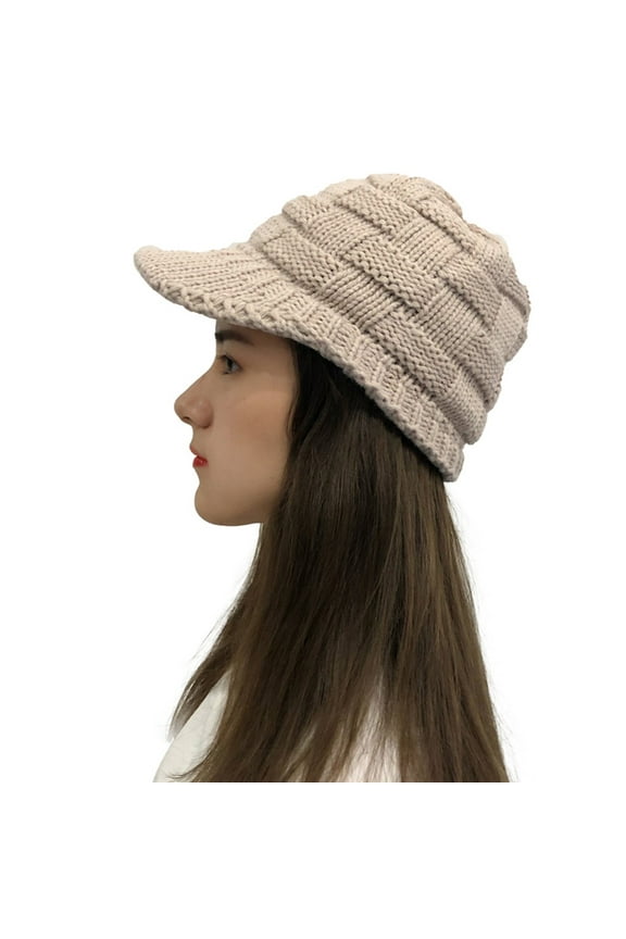 Hats for Women Winter Women Casual Stitching Outdoor Plush Hats Crochet Knit Beanie Cap