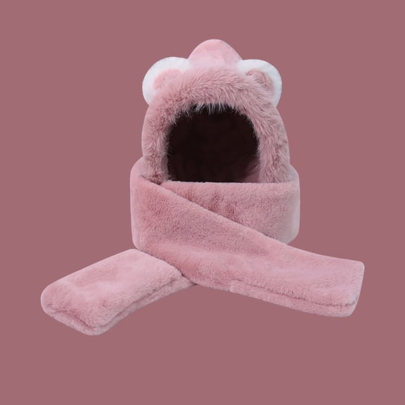 Babysbule Hats for Women Winter Women Cute Thick Hat Ear Protectors Warm Plush Hat Scarf Gloves Set