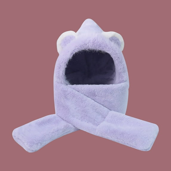 Babysbule Hats for Women Winter Women Cute Thick Hat Ear Protectors Warm Plush Hat Scarf Gloves Set