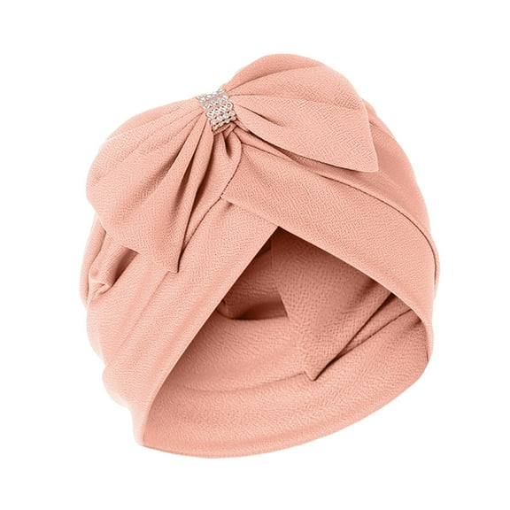 Babysbule Hats for Women Winter Women Solid Bowknot India Muslim Ruffle Chemo Hat Headwear Wraps Turbans Beanie Cap Headwraps