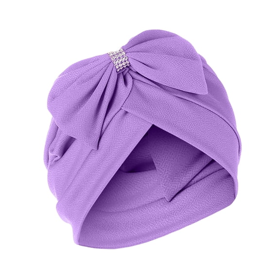 Babysbule Hats for Women Winter Women Solid Bowknot India Muslim Ruffle Chemo Hat Headwear Wraps Turbans Beanie Cap Headwraps