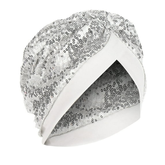 Babysbule Hats for Women Winter Women Solid Sequins India Muslim Ruffle Chemo Hat Headwear Wraps Turbans Beanie Cap Headwraps