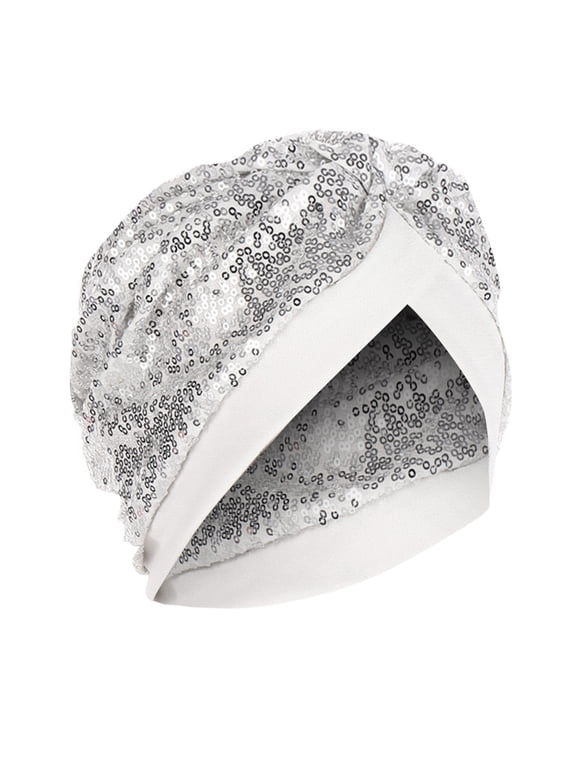 Hats for Women Winter Women Solid Sequins India Muslim Ruffle Chemo Hat Headwear Wraps Turbans Beanie Cap Headwraps