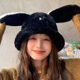 thumbnail image 1 of Babysbule Hats for Women Winter Women's Cute Rabbit Ear Hat Plush Thickened Warm Fashion Bucket Hat, 1 of 6