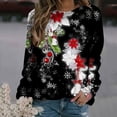 thumbnail image 1 of Babysbule Hoodless Sweatshirts for Ladies Christmas Printed Loose Long Sleeve Round Neck Pullover Top T-Shirt, 1 of 4