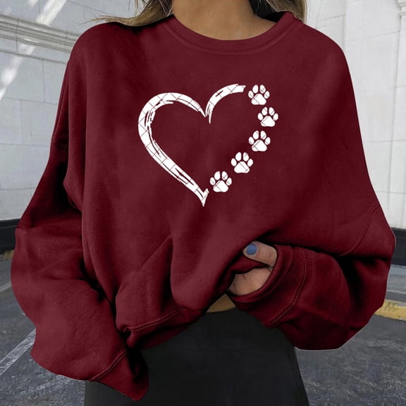 Babysbule Hoodless Sweatshirts for Women Christmas Printed Long Sleeved Round Neck Top/Shirt
