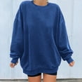 thumbnail image 1 of Babysbule Hoodless Sweatshirts for Women Fashion Women's Solid Casual Long Sleeve Round Neck Ladies Sweatshirt Tops, 1 of 4