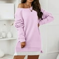 thumbnail image 1 of Babysbule Hoodless Sweatshirts for Women Solid Color Strapless Streetpullover Cotton Sweater Dress Capless Sweater Tops, 1 of 6