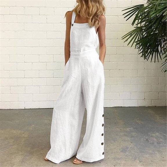Babysbule Jumpsuit for Women Women's Casual Loose Baggy Pocket Jumpsuit Fashion Playsuit Trousers Overalls Sling Jumpsuit