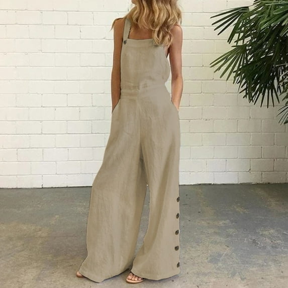 Babysbule Jumpsuit for Women Women's Casual Loose Baggy Pocket Jumpsuit Fashion Playsuit Trousers Overalls Sling Jumpsuit
