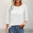thumbnail image 1 of Babysbule Ladies Casual Loose Blouse V-Neck Lace Quarter Sleeve Top Soft Polyester Stylish Shirt for Women Daily Wear Party Dating, 1 of 9