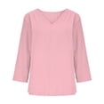 thumbnail image 1 of Babysbule Lightweight Breathable V-Neck 3/4 Sleeve Casual Blouse Women's Relaxed Fit Spring Summer Top, 1 of 7