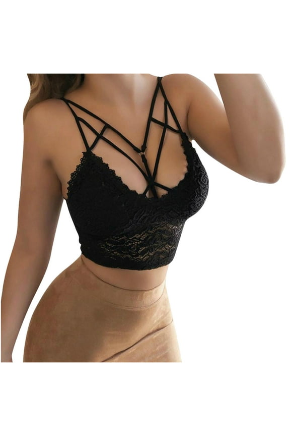 Lingerie for Women Women's Lace Perspective Sling Back Hollow Out Bra Underwear Vest