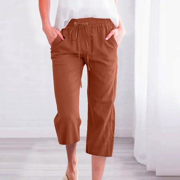 Babysbule Long Pants for Women Fashion Womens Casual Solid Color Elastic Loose Pants Straight Wide Leg Trousers With Pocket