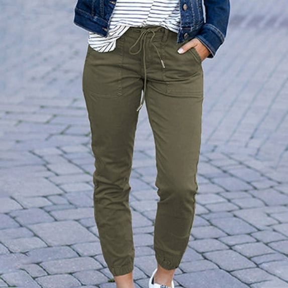 Babysbule Long Pants for Women Women's Solid Color Comfortable Leisure Pants Waistband Sweatpants Pants Length Pants