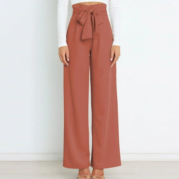 Babysbule Long Pants for Women Women's Solid Color High-waist Loose Women's Wide Leg Pants