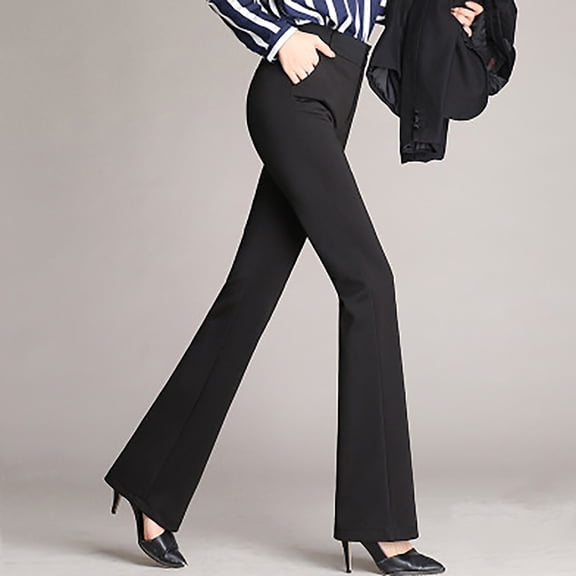 Babysbule Long Pants for Women Women's Trousers Plus Size Bell Bottom Trousers Ttraight Tigh Waist Work Pants