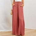 thumbnail image 1 of Babysbule Long Pants for Women Womens Fashion Summer Solid Casual Button Pocket Elastic Waist Long Pants, 1 of 9