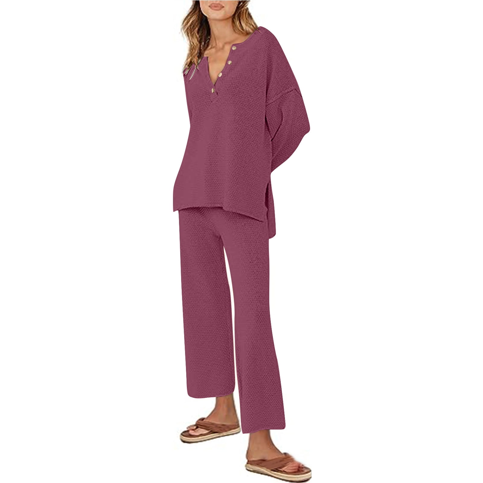 Women Fleece Loose Two Piece Lounge Set main image 1